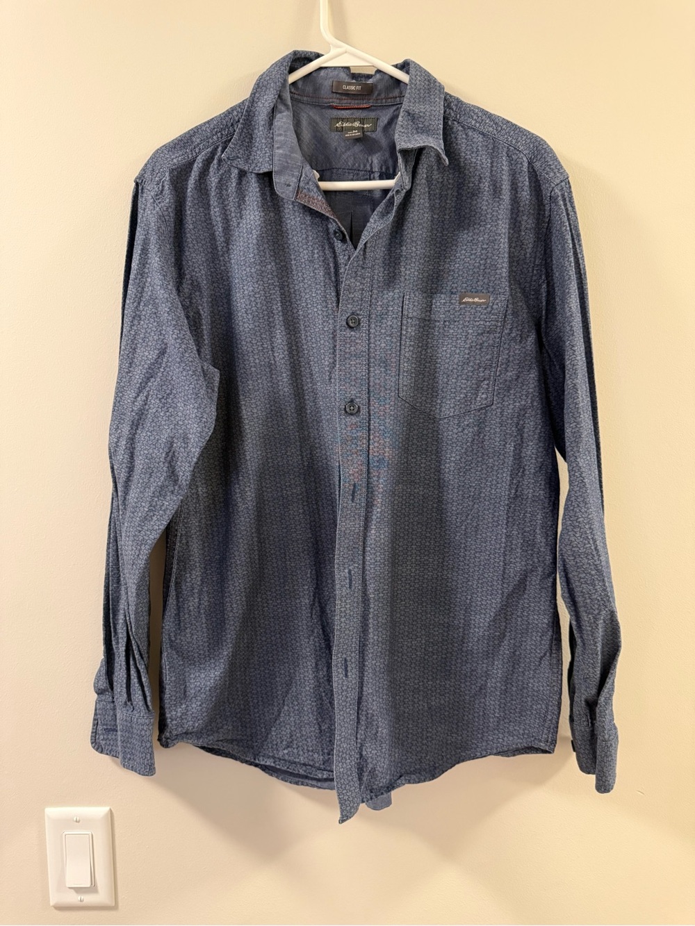 Eddie Bauer Men's Indigo Micro-Pattern Button-Down Shirt